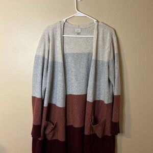 a new day Colorblock Cardigan in Cream, Brown, and Burgundy